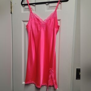 Victoria's Secret Pink Satin Chemise with Lace